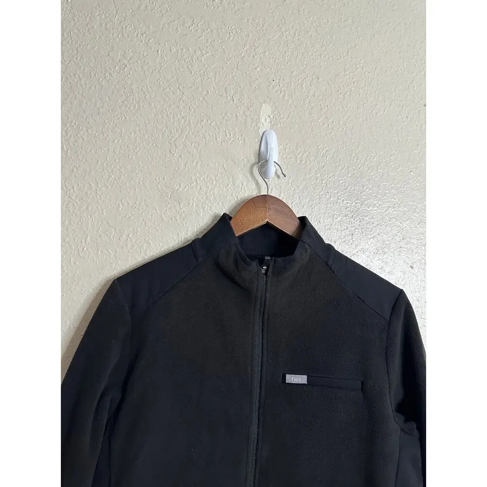 FIGS On-Shift Fleece Jacket Black Womans L PrimaLoft Full Zip Medical Scrub